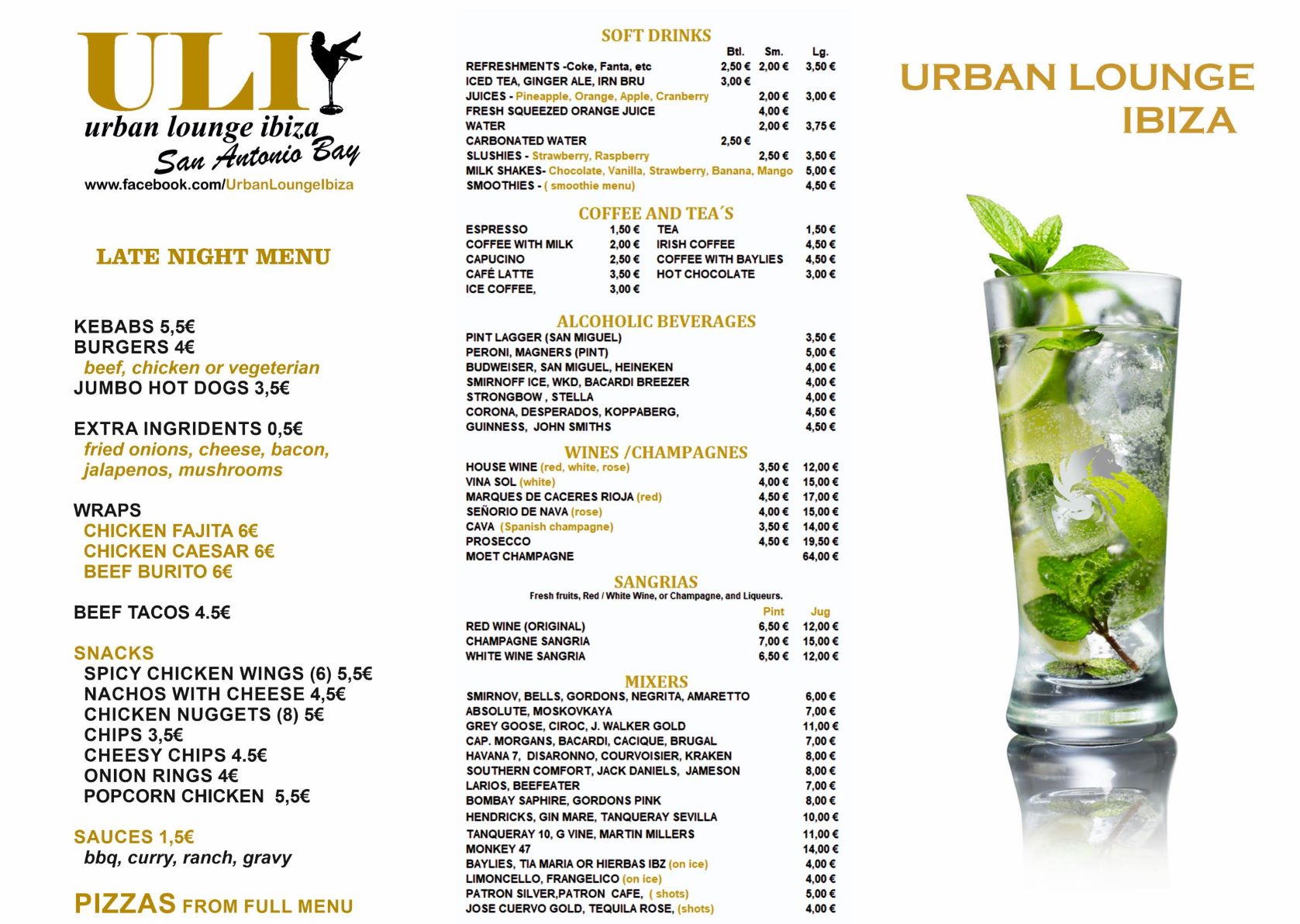Carta de Urban Lounge Ibiza — página 2
